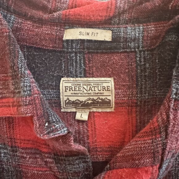Men's red/black flannel FreeNature shirt - Picture 2 of 3